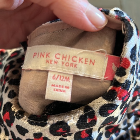 Pink Chicken Velvet Bubble Romper Leopard 6-12 Months Holiday - Picture 2 of 3